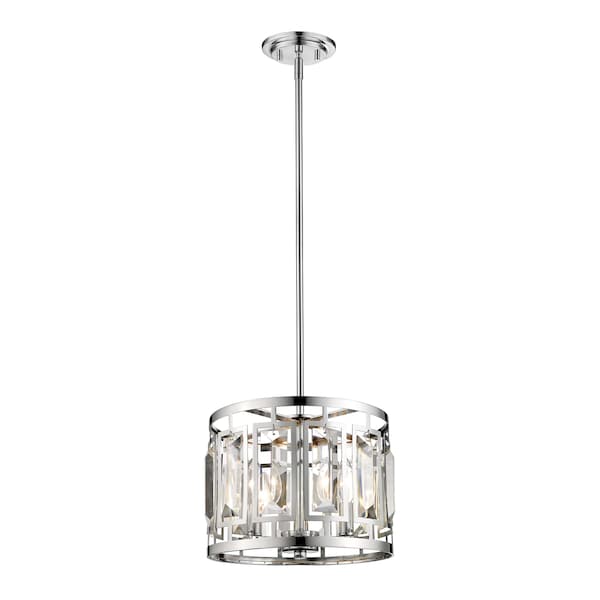 Mersesse 3 Light Pendant, Chrome & Clear